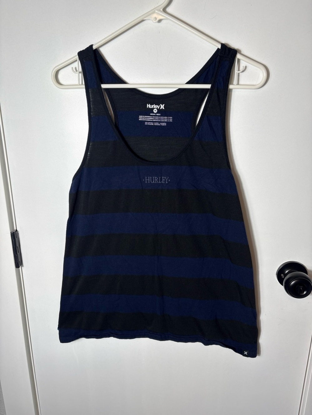 Indie Surf 90'S Hurley Blue & Black Striped Racerback Tank Top Women’s Medium